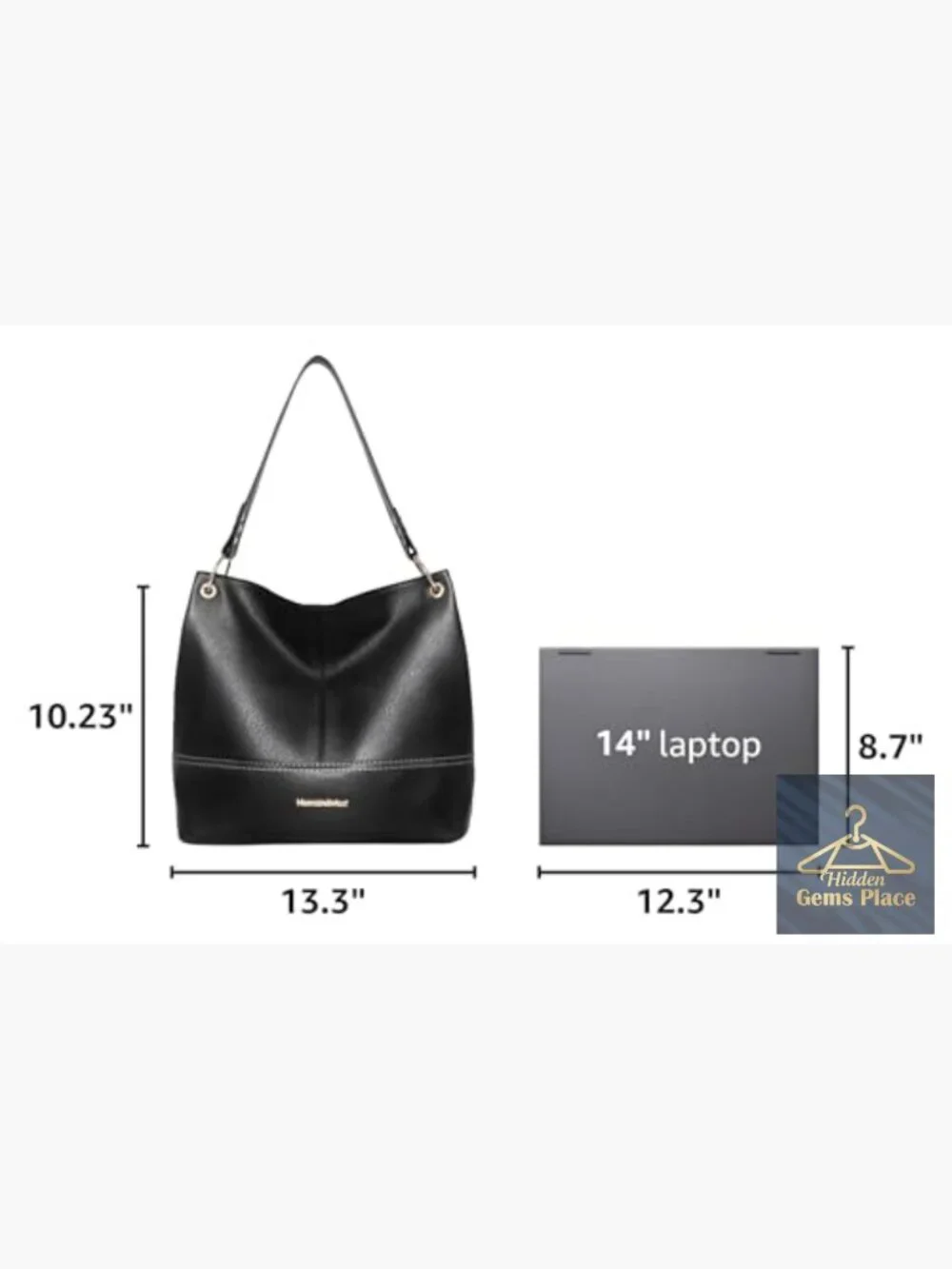 Large Hobo Bag with Back Pocket Vegan Leather Shoulder Purse